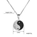 Trendy Black White Zircon Yin Yang Tai Chi Bagua Necklace For Women Men Stainless Steel Circle Pendant Jewelry Gifts