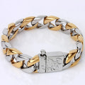 16MM Wide Gold Color Stainless Steel Curb Chain Man Bracelet Male Skull Head Bikers Jewelry Friendship Men's Bracelets