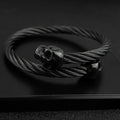 New Fashion Bracelet for Men Double Skull Bangles Open Cuff Bracelets Stainless Steel Braided Wrap Bangle Jewelry Pulsera