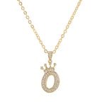 Crown Initial Letter Pendant Necklace — Copper