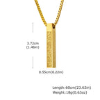 Ayatul Kursi Geometric Square Pendant Necklace, Stainless Steel Box Chain Necklace for Men, Religious Prayer Amulet
