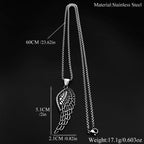 Simple Retor Angel Wing Chain For Women Men Stainless Steel Silver Color Grain Gothic Fashion Daily Wear Necklace