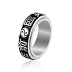 Rotating Yin Yang Ring — Chinese Nine-Character Mantra Amulet