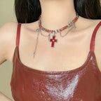 Star Cross Leather Pendant Necklace