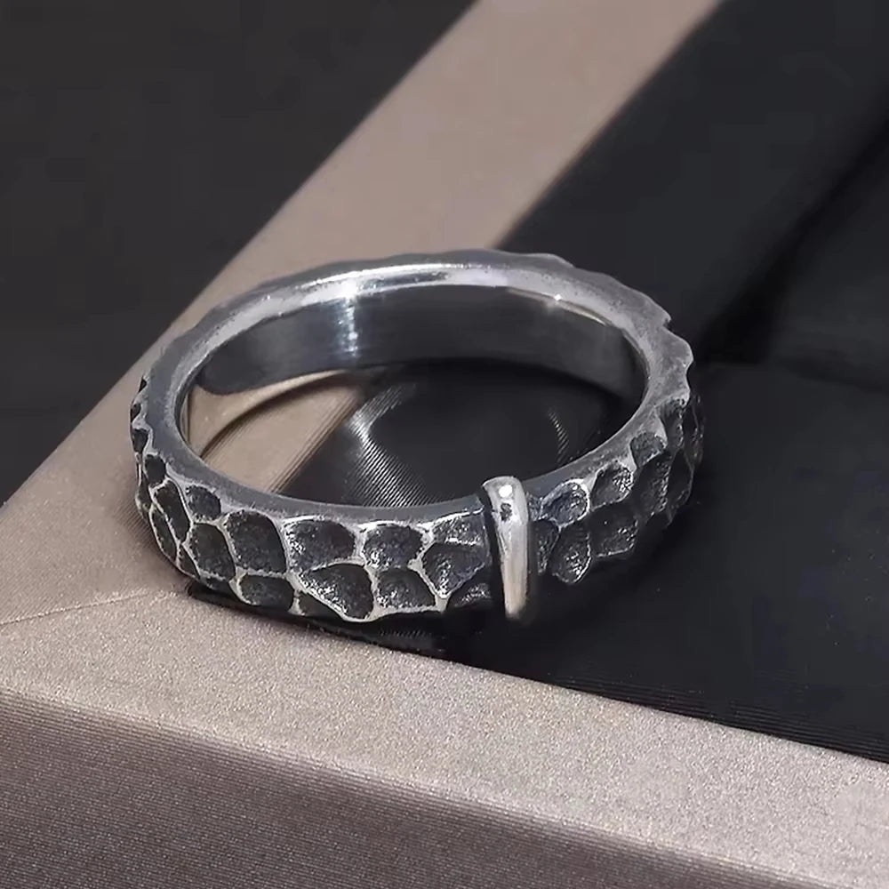 925 Sterling Silver Outlander Rings for Men Women Claire's Ring Retro Hammer Pattern Wedding Band Movie TV Show Jewelry