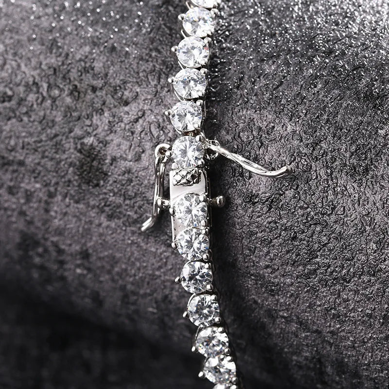 Iced Out Round Tennis Chain Necklace — Copper Alloy
