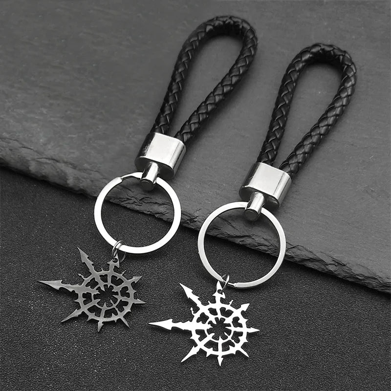 Gothic Silver Boomerang Keychain — Stainless Steel