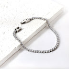 LUXUKISSKIDS Fashion 3MM Zirconia Tennis Braclets Gothic Men/Woman's Bracelet 4 Claw AAA White Black Shiny Stone Steel