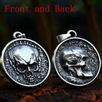 Double-Sided Skeleton Pendant Necklace — Stainless