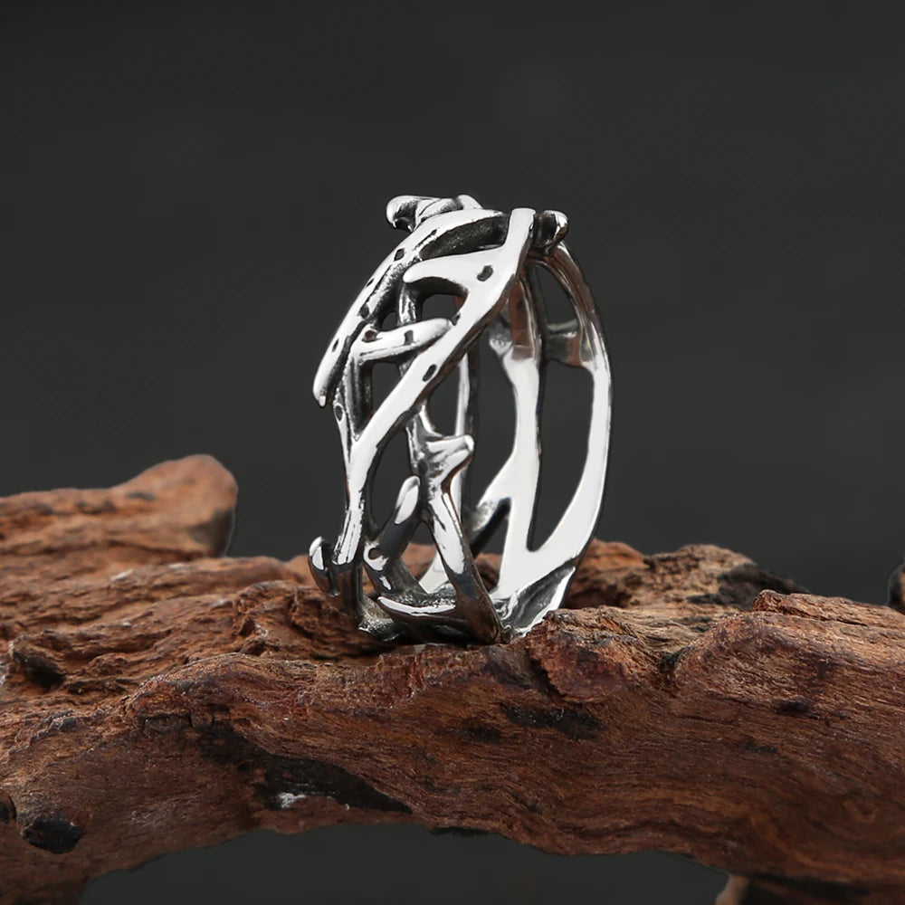 Steel Ring Vintage Punk Peace Olive Branch Biker