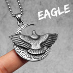 Eagle Moon Pendant Necklace — Stainless Steel