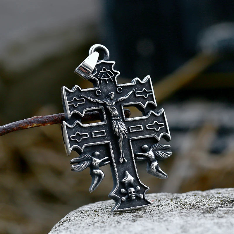 Jesus Cross Men's  Stainless Steel Crucifix Eastern Orthodox  Pendant Chain Necklace Jewelry BP8-515