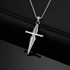Men's Sword Cross Necklace,Short Sword Stainless Steel Pendant Necklace,Rock Punk Jewelry Gift