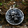 3D Round Skull Pendant Necklace — Stainless Steel
