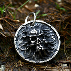 3D Round Skull Pendant Necklace — Stainless Steel