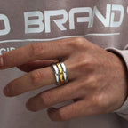 12mm Three Ring Turning Ring sliver Stainless Steel Ring Wings Of Liberty Flag Finger Rings For Men Women Jewelry Anime Fans