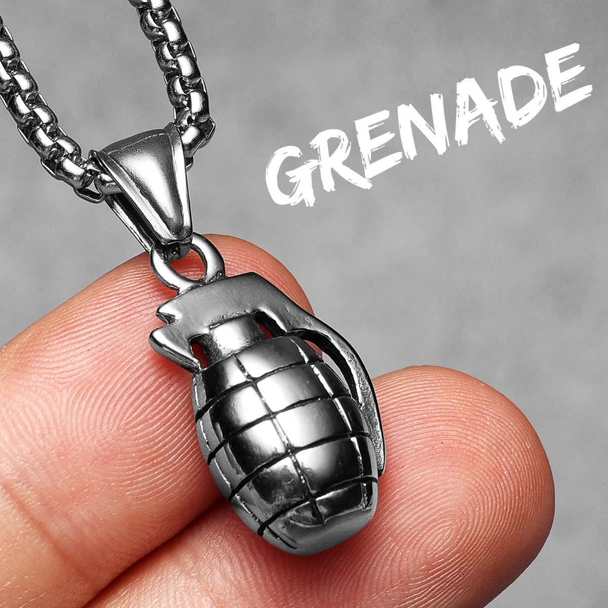Grenade Stainless Steel Pendant Necklace