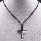 Cross Crucifix Black Pendant Goth Biker Punk Crystal