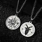 Satan Goat Head Round Stainless Steel Pendant Necklace Vintage Personality Men Pendant Neck Chian Jewelry Fashion Accessories