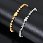 Gold Iced Out Bead Bracelet 18K Round 4MM