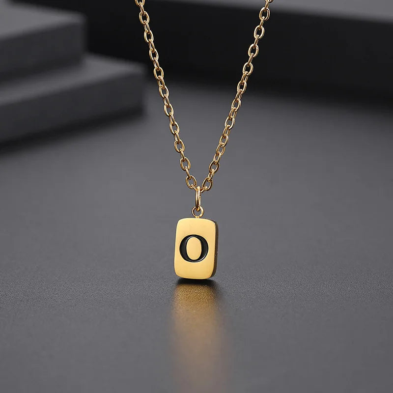 Letter Pendant Square Chain — Gold