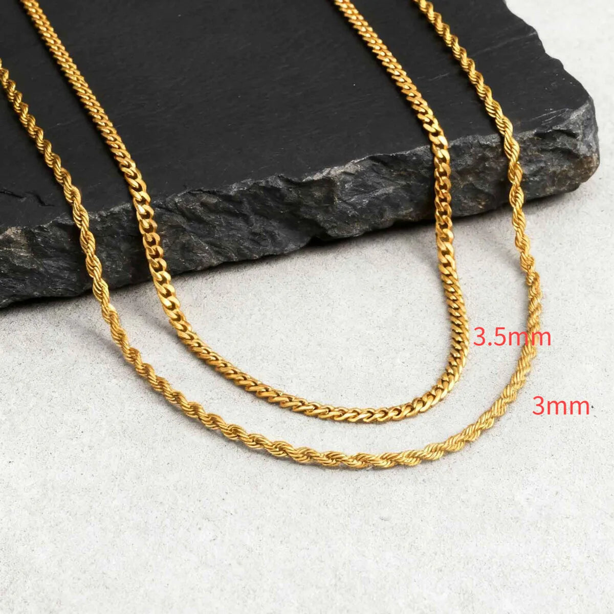 Two-Tone Twisted Rope Chain Necklace — Stainless Steel