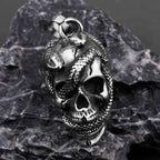 Snake Skull Pendant Necklace — Black Stainless Steel