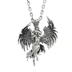Delicate Antique Silver Color Seraph Prayer Good Luck Necklace Pendant Men Women Anniversary Amulet Jewelry Gift