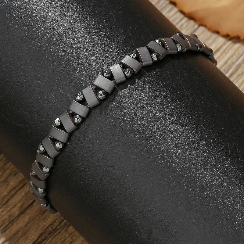 New Sale Hip Hop Elastic Beaded Non-fading Men Bracelet Simple Black Stone Irregular Bracelet Simple Party Jewelry Accessories