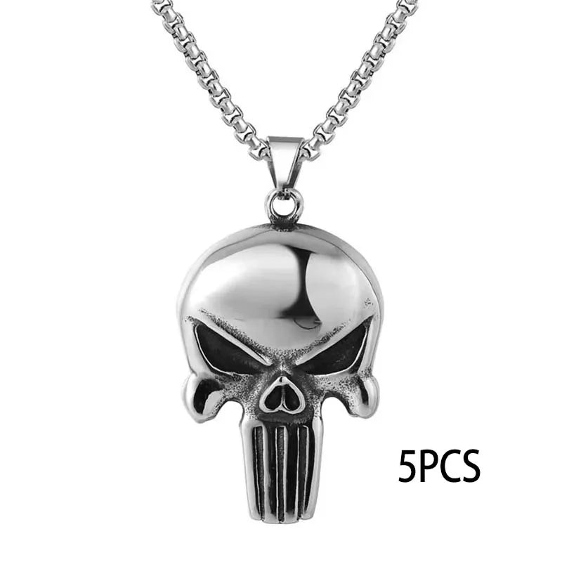 Fashion Retro Punk Skull Men's Pendant Necklace Vintage Hip Hop Titanium Steel Stainless Steel Necklace Gifts Wholesale