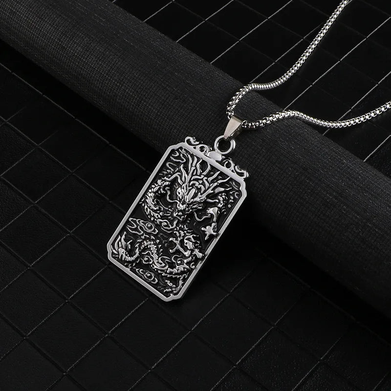 Dragon Zodiac Steel Pendant Head Vintage