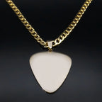 Guitar Pick Gold Pendant Necklace — Stainless Steel