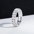Iced Out Wedding Band Ring — 925 Silver