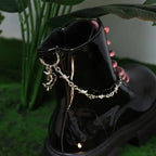 1pc Trendy Metal Shoe Chain - Gothic Skull Moth Pendant Classic Combat Boot Accessories Punk Charm Street Style Shoe