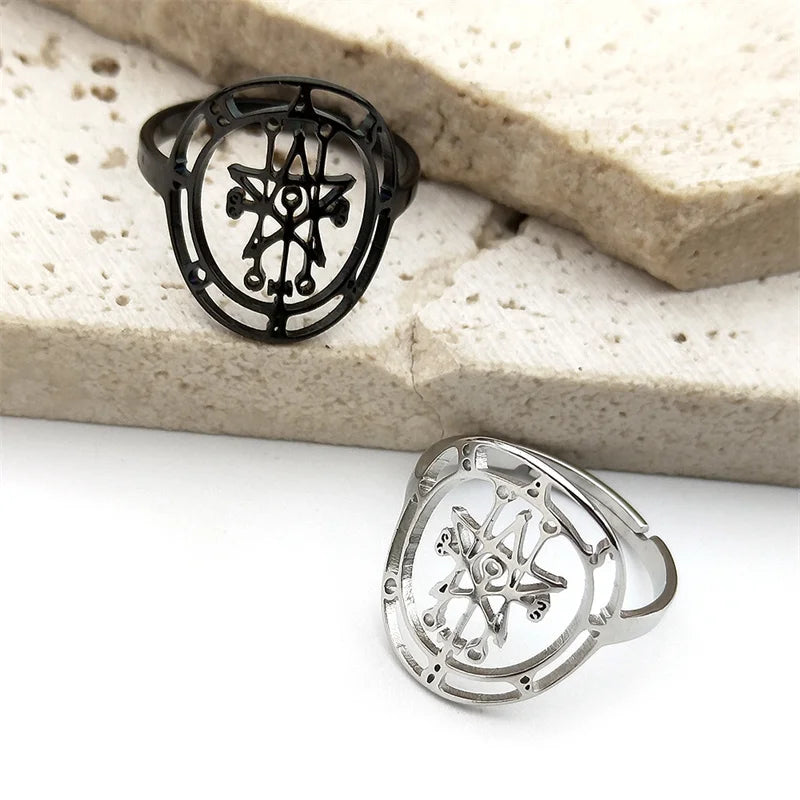 Occult Sigil Steel Ring Astaroth Goetia Finger