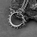 Viking Ouroboros Dragon Necklace — 24 Runes, Stainless Steel