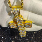 Iced Out Tennis Cross Pendant Necklace