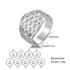Flower of Life Hollow Geometric Filigree Ring — Stainless Steel