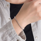 100% Solid 925 Sterling Silver Box Chain Bracelet Unisex Bangle For Men & Women Thoughtful Jewelry Gift for Birthdays/Holidays