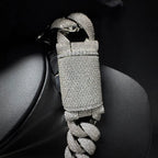 Nuoya Custom Flip Clasp Bubble Cuban Chain Iced Out Necklace Full Pave Cubic Zirconia Big Heavy Cuban Bracelet Men Gift