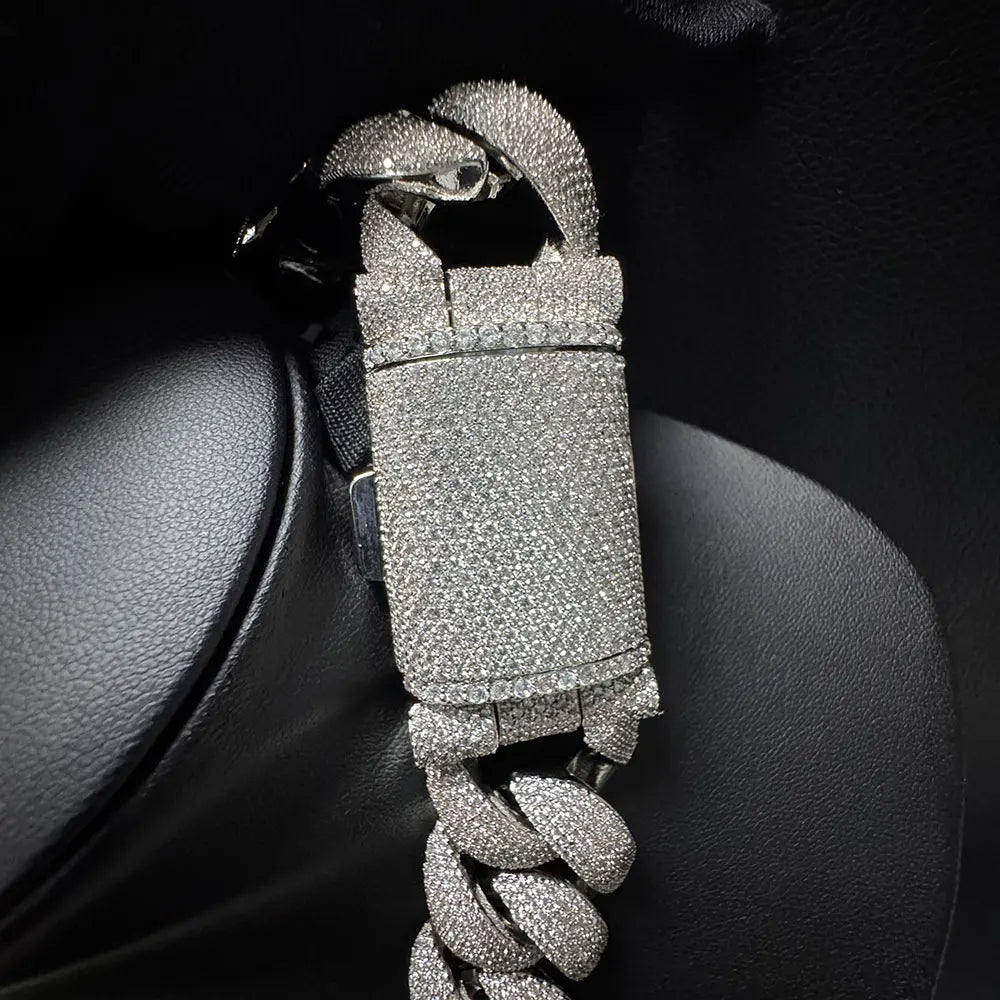 Nuoya Custom Flip Clasp Bubble Cuban Chain Iced Out Necklace Full Pave Cubic Zirconia Big Heavy Cuban Bracelet Men Gift