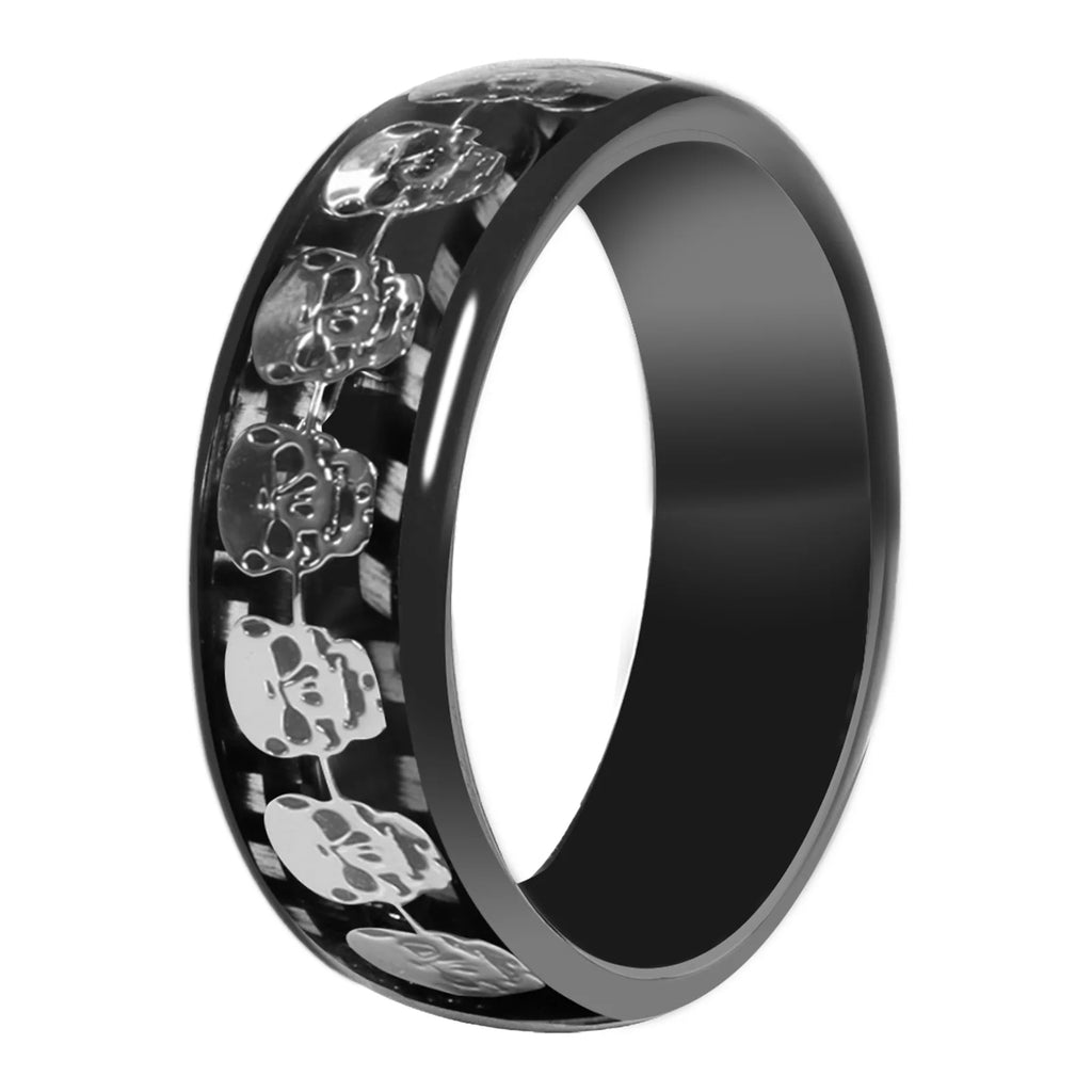 Fashion Dragon Pattern Metal Band 7MM T5577 Chip Ceramic Finger Ring or CUID Chip Skull Carbon Fiber Band Epoxy Ring for Replica