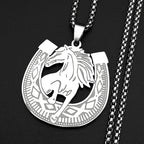 Horseshoes Horses U Shape Pendant Necklace For Women Men Stainless Steel Gold Color Animal Cowboy Male Daily Wear Chain Jewelry