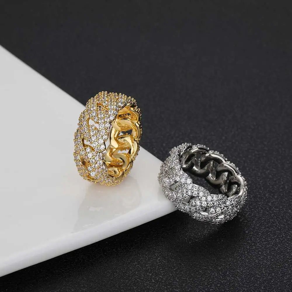 Iced Out Ring Stainless Steel Mesh CZ