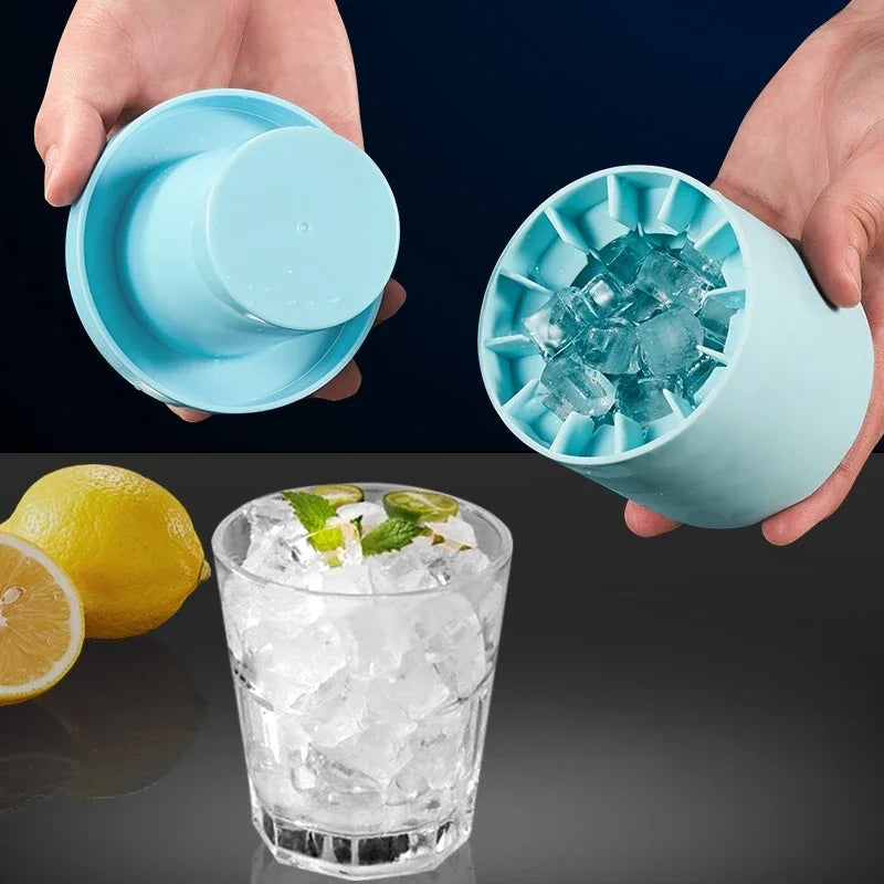 Ice Bucket Cup Mold Ice Cubes Tray Food Grade Quickly Freeze Silicone Ice Maker Creative Design Ice Bucket Whiskey Beer