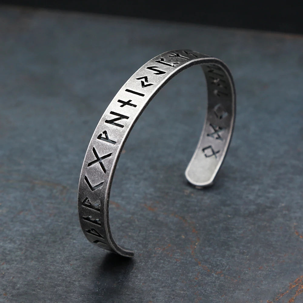 Viking Runes Cuff Bracelet — Stainless Steel