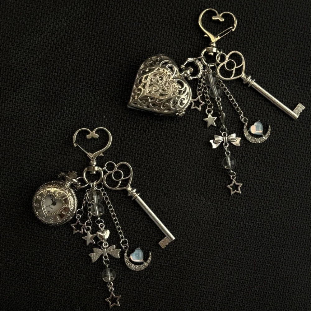Original Hollow Heart Pocket Watch Chain keychain Design Steampunk Clock Vintage Necklace Pendant Jewelry Watch Men