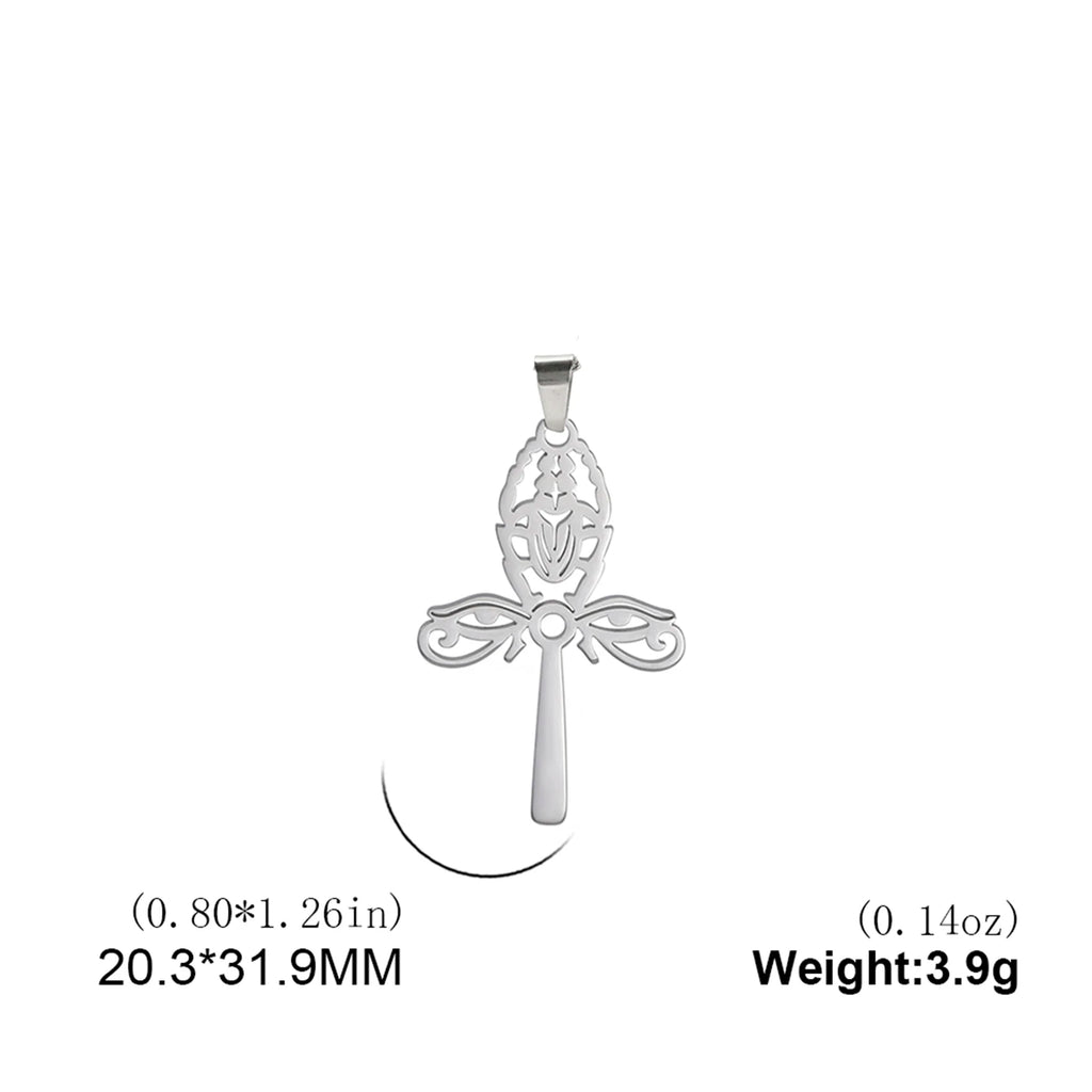 LIKGREAT Egyptian Ankh Cross Egypt Eye Pendant for Necklace Earrings Stainless Steel Eye of Horus Charms for Jewelry