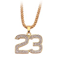 Iced Out Number 23 Cuban Chain Necklace — Gold-Tone