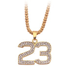 Iced Out Number 23 Cuban Chain Necklace — Gold-Tone